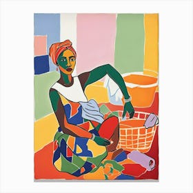 African Woman Washing Canvas Print