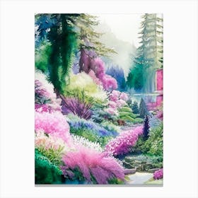 Butchart Gardens, 1, Canada Pastel Watercolour Canvas Print