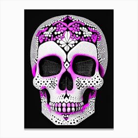 Skull With Geometric Designs Pink 1 Doodle Canvas Print