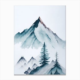 Mountain And Forest In Minimalist Watercolor Vertical Composition 172 Canvas Print