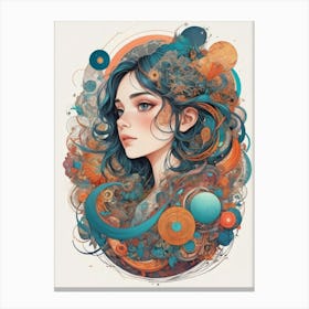 Girl With Blue Hair 1 Canvas Print