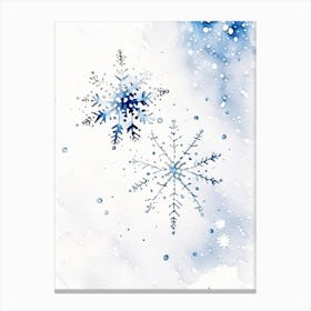Snowflakes In The Snow,  Snowflakes Minimalist Watercolour 2 Canvas Print
