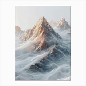 Mountain Range In Fog Canvas Print