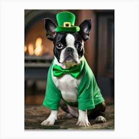 St Patrick'S Day Boston Terrier 14 Canvas Print