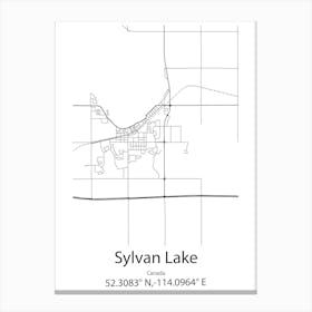 Sylvan Lake,Canada Minimalist Map Canvas Print