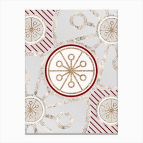 Geometric Abstract Glyph in Festive Gold Silver and Red n.0015 Canvas Print