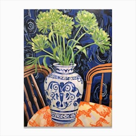 Flowers In A Vase Still Life Painting Agapanthus 1 Canvas Print