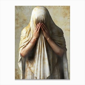 Woman Covering Her Face Canvas Print