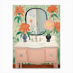Bathroom Vanity Painting With A Peony Bouquet 1 Canvas Print