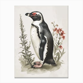 Adlie Penguin St Kilda Breakwater Vintage Botanical Painting 3 Canvas Print