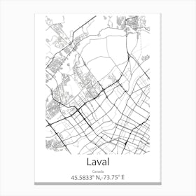 Laval,Canada Minimalist Map Canvas Print