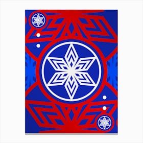 Geometric Abstract Glyph in White on Red and Blue Array n.0015 Canvas Print