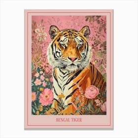 Floral Animal Painting Bengal Tiger 3 Poster Canvas Print