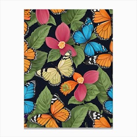 Seamless Pattern With Butterflies 8 Canvas Print