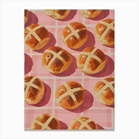 Pink Breakfast Food Hot Cross Buns 2 Canvas Print