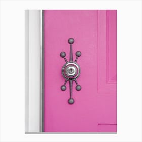 Pink Door With A Mid Century Modern Door Handle In Palm Springs California Canvas Print