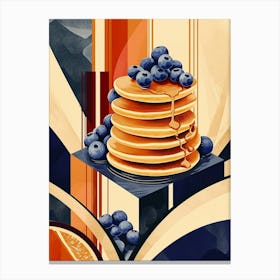 Art Deco Pancake Stack With Blueberries 3 Canvas Print