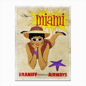 Vintage Travel Poster ― Miami Braniff International Airways Canvas Print