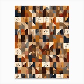 American Quilting Inspired Folk Art with Earth Tones, 1393 Canvas Print