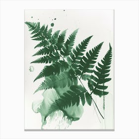 Green Ink Painting Of A Holly Fern 3 Canvas Print