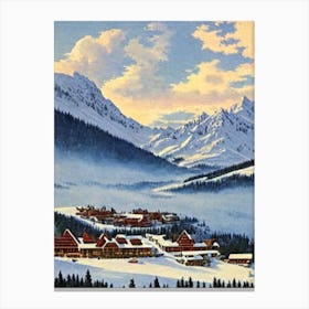Big Sky, Usa Ski Resort Vintage Landscape 2 Skiing Poster Canvas Print