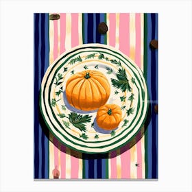 A Plate Of Pumpkins, Autumn Food Illustration Top View 15 Canvas Print