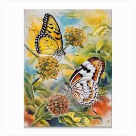 Butterfly On A Flower Canvas Print