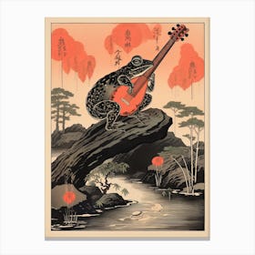 Frog Playing Guitar,  Matsumoto Hoji Inspired Japanese 2 Canvas Print