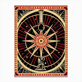Wheel Of Fortune Tarot Card, Vintage 3 Canvas Print