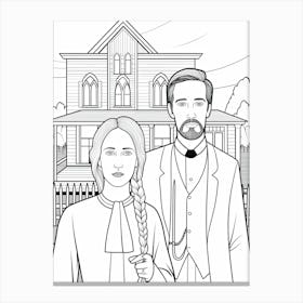 Line Art Inspired By American Gothic 4 Canvas Print