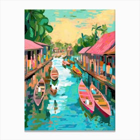 Bangkok Thailand Floating Market Travel Housewarming Painting Canvas Print