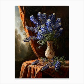 Baroque Floral Still Life Bluebonnet 3 Canvas Print