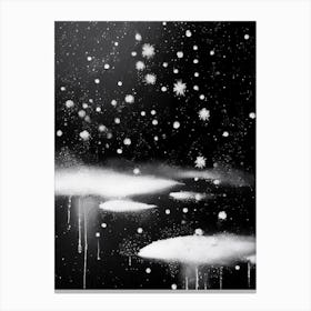 Water, Snowflakes, Black & White 2 Canvas Print