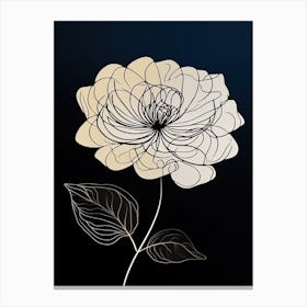 Dahlia Line Art Flowers Illustration Neutral 4 Canvas Print
