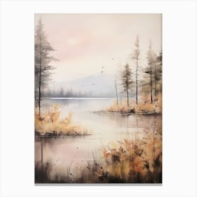 Lake In The Woods In Autumn, Painting 77 Canvas Print