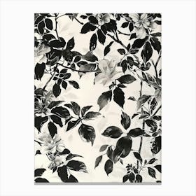 Great Japan Hokusai Black And White Flowers 21 Canvas Print