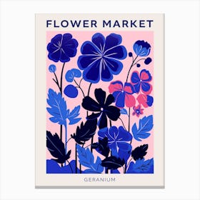 Blue Flower Market Poster Geranium 1 Canvas Print