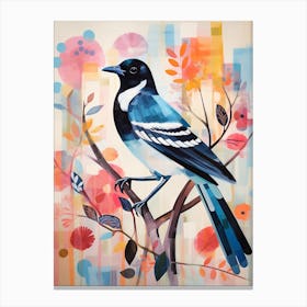 Bird Painting Collage Magpie 6 Canvas Print