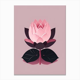 A Pink Lotus In Minimalist Style Vertical Composition 23 Canvas Print