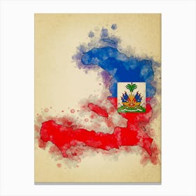 Haiti Flag Vintage Canvas Print