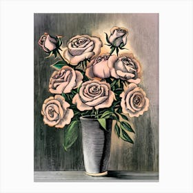 Roses In A Vase 9 Canvas Print