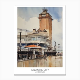 Atlantic City 1 Watercolour Travel Poster Canvas Print