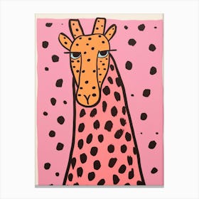 Pink Polka Dot Giraffe 1 Canvas Print