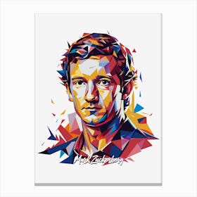 Mark Zuckerberg 03 Portrait WPAP Pop Art Canvas Print