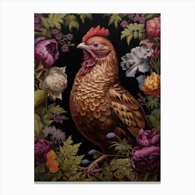 Ruffed Grouse Portrait With Rustic Flowers 0 Canvas Print