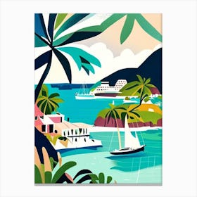 Bequia Island Saint Vincent And The Grenadines Muted Pastel Tropical Destination Canvas Print