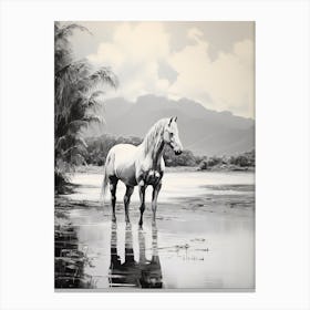 A Horse Oil Painting In Punalu U Beach Hawaii, Usa, Portrait 1 Canvas Print