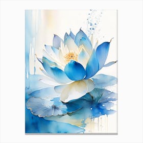 Blue Lotus Storybook Watercolour 2 Canvas Print