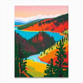 Yellowstone National Park United States Of America Abstract Colourful Canvas Print