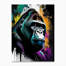 Gorilla With Graffiti Background Gorillas Graffiti Style 1 Canvas Print